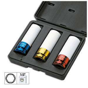 KIT DE 3 VASOS DE IMPACTO DE 1/2" ESPECIAL EXTRACCIÓN RUEDAS